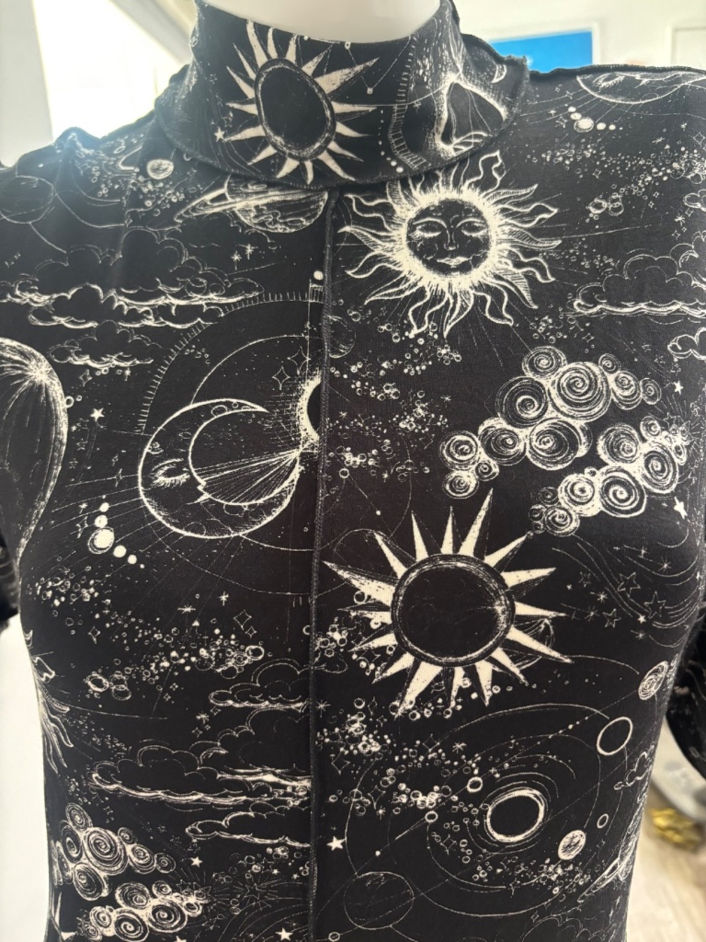 Johnny Was Janie Favorite Seamed Mock Neck Long Sleeve Dress Celestial Print M - Picture 2 of 3